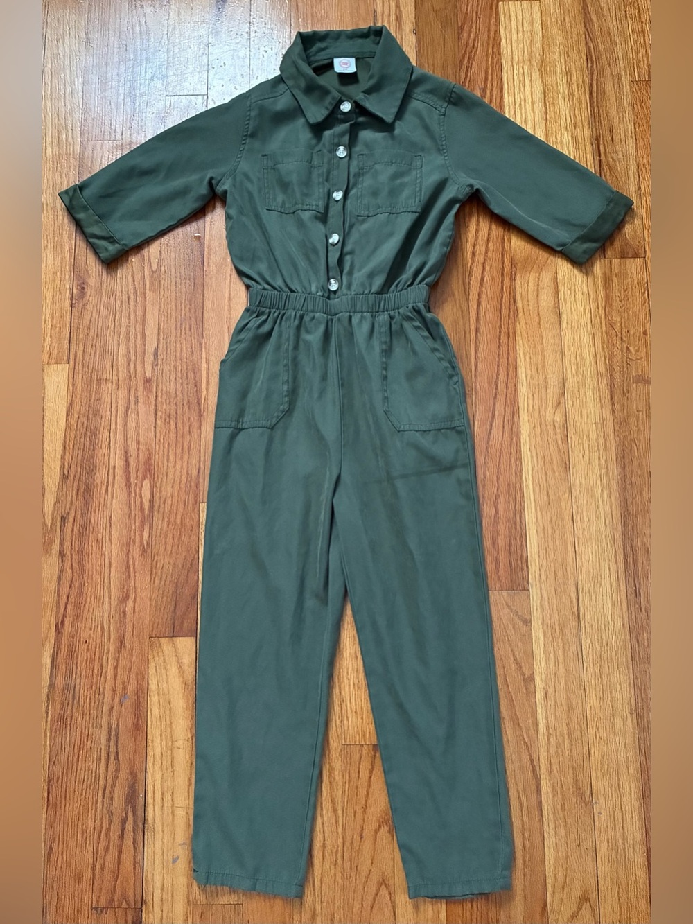 Wonder Nation Green One Piece Button Up Short Sleeve Pants Jumpsuit Girl’s 6/6X